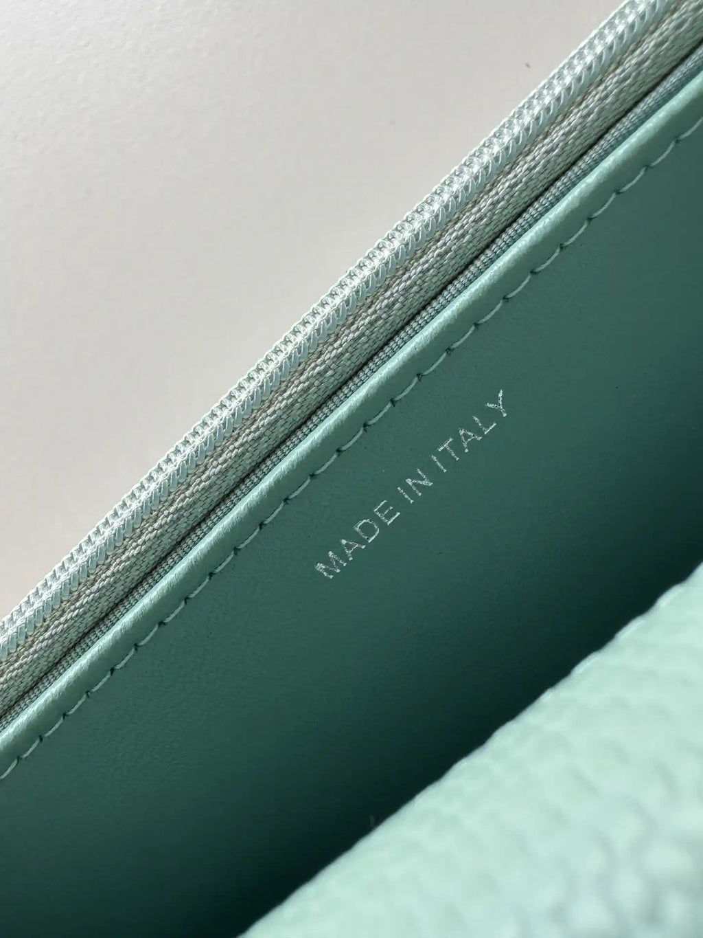 Chanel AP4241 Classic Wallet On Chain Grained Shiny Calfskin Light Blue