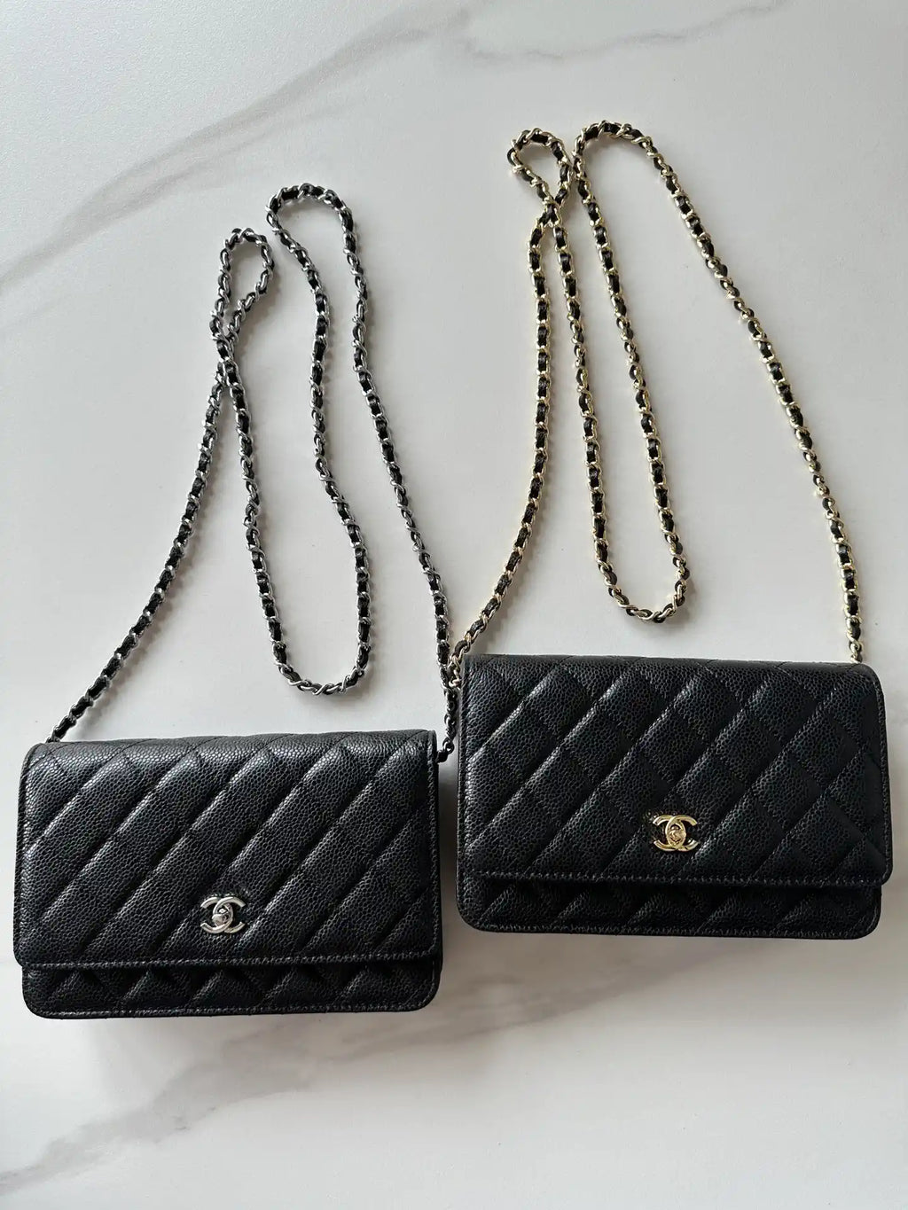 Chanel AP4241 Classic Wallet On Chain Grained Shiny Calfskin Black