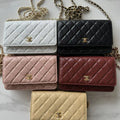 Chanel AP4241 Classic Wallet On Chain Grained Shiny Calfskin Apricot
