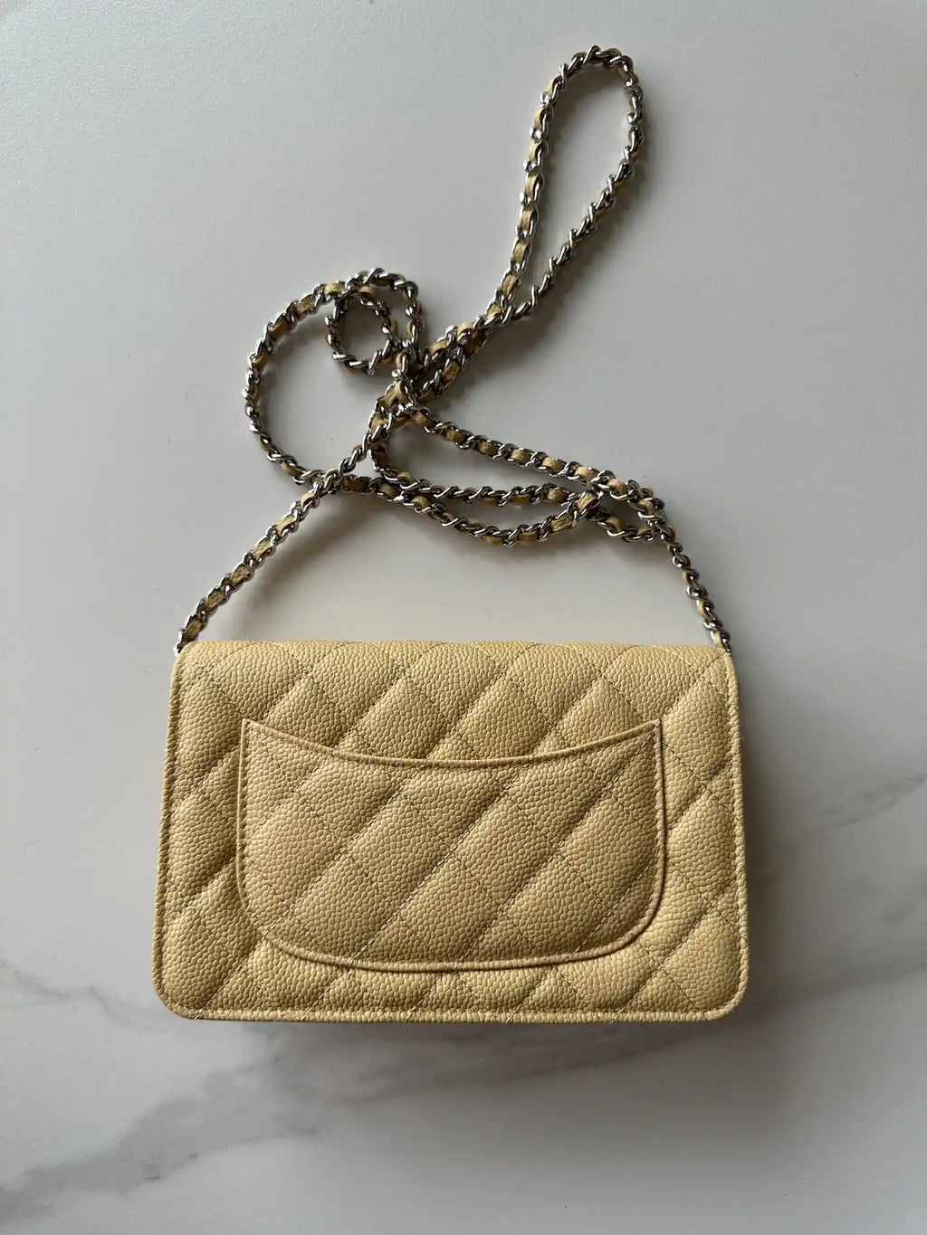 Chanel AP4241 Classic Wallet On Chain Grained Shiny Calfskin Apricot