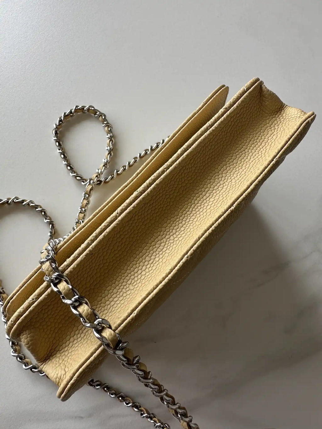 Chanel AP4241 Classic Wallet On Chain Grained Shiny Calfskin Apricot