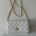 Chanel AP4241 Classic Wallet On Chain Grained Shiny Calfskin White