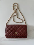 Chanel AP4241 Classic Wallet On Chain Grained Shiny Calfskin Wine Red