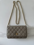 Chanel AP4241 Classic Wallet On Chain Grained Shiny Calfskin Gray