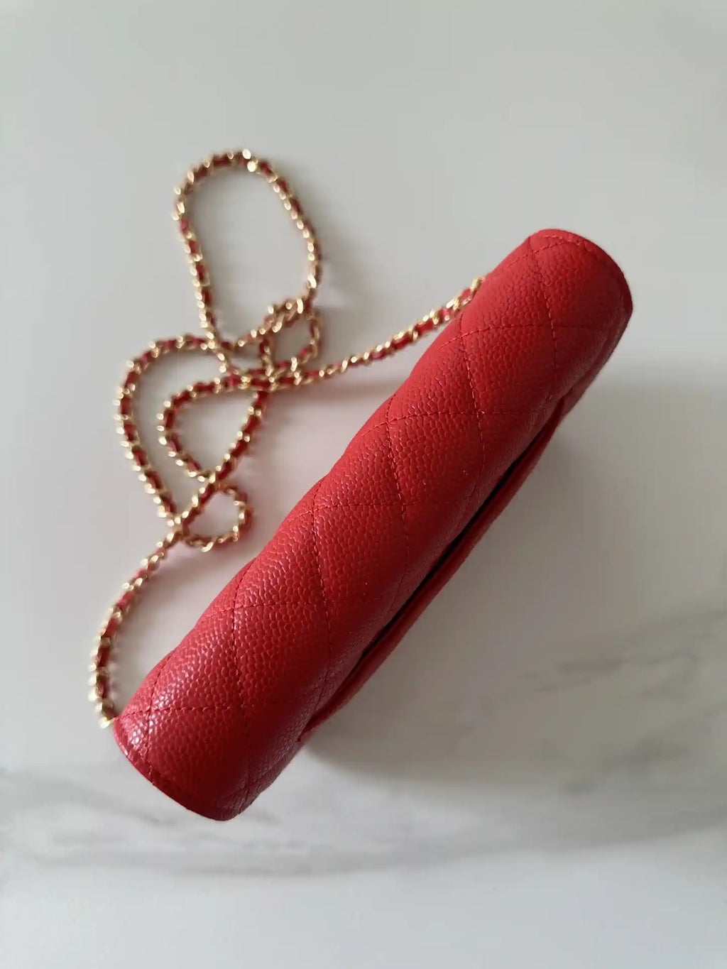 Chanel AP4241 Classic Wallet On Chain Grained Shiny Calfskin Red