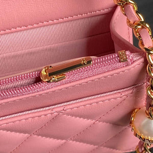 Chanel AP4282 19 Wallet On Chain Shiny Lambskin  Imitation Pearls & Gold-Tone Metal Pink - Default Title - View 7