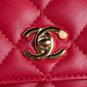 Chanel AP4282 19 Wallet On Chain Shiny Lambskin  Imitation Pearls & Gold-Tone Metal Red - Default Title - View 3