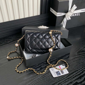 Chanel AP4282 19 Wallet On Chain Shiny Lambskin  Imitation Pearls & Gold-Tone Metal Black - Default Title - View 2