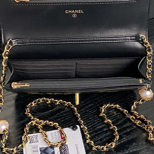 Chanel AP4282 19 Wallet On Chain Shiny Lambskin  Imitation Pearls & Gold-Tone Metal Black - Default Title - View 6