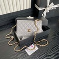 Chanel AP4282 19 Wallet On Chain Shiny Lambskin  Imitation Pearls & Gold-Tone Metal Gray