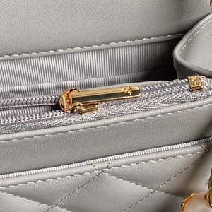 Chanel AP4282 19 Wallet On Chain Shiny Lambskin  Imitation Pearls & Gold-Tone Metal Gray - Default Title - View 7