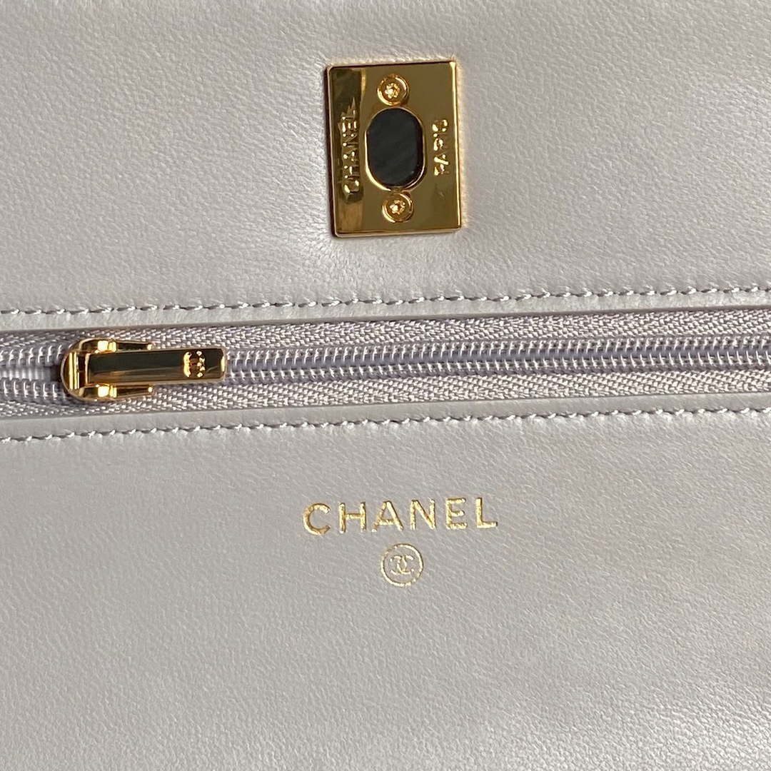 Chanel AP4282 19 Wallet On Chain Shiny Lambskin  Imitation Pearls & Gold-Tone Metal Gray - Default Title - View 8