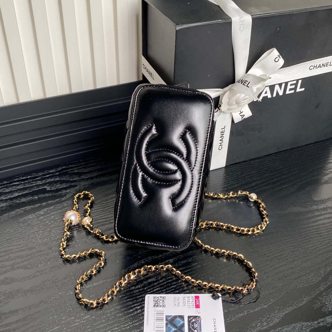 Chanel AP4285 Clutch Pearl with Chain Vanity Box bag Black