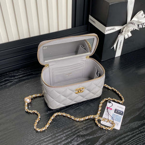Chanel AP4285 Clutch Pearl with Chain Vanity Box bag Gray - Default Title - View 6