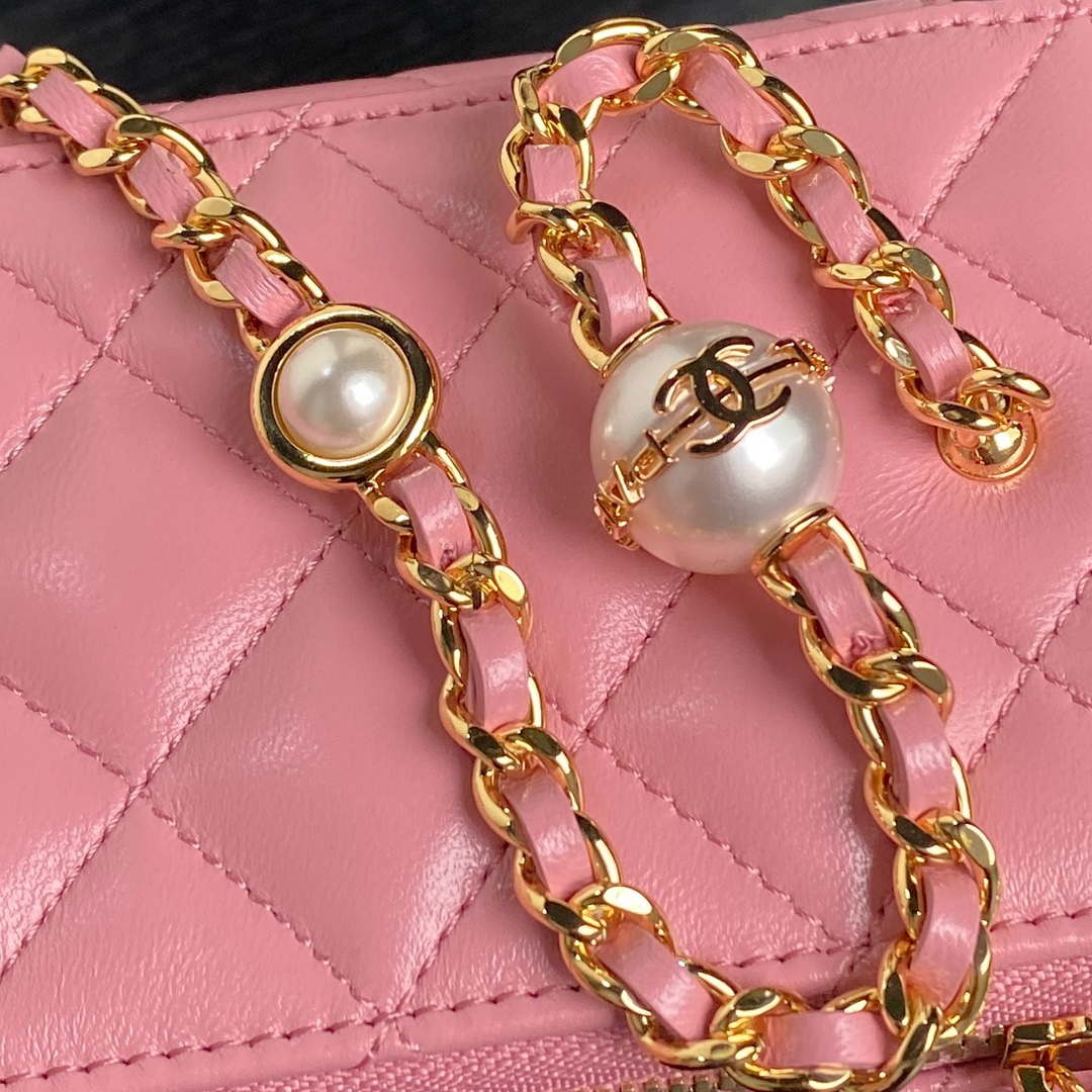 Chanel AP4285 Clutch Pearl with Chain Vanity Box bag Pink - Default Title - View 4