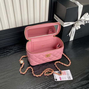 Chanel AP4285 Clutch Pearl with Chain Vanity Box bag Pink - Default Title - View 8