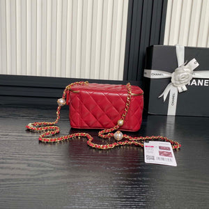Chanel AP4285 Clutch Pearl with Chain Vanity Box bag Red - Default Title - View 2