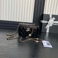Chanel AP4301 Clutch Embossed Rhinestone with Chain Vanity Box bag Black