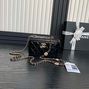 Chanel AP4301 Clutch Embossed Rhinestone with Chain Vanity Box bag Black - Default Title - View 1
