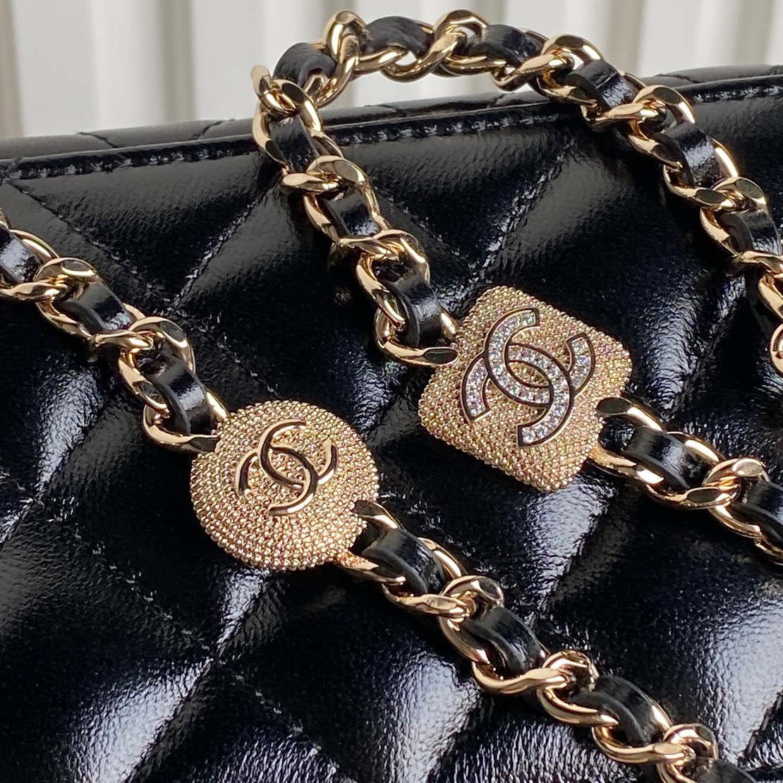 Chanel AP4301 Clutch Embossed Rhinestone with Chain Vanity Box bag Black - Default Title - View 4
