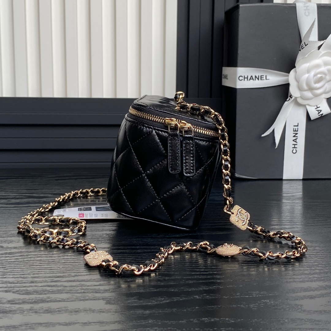Chanel AP4301 Clutch Embossed Rhinestone with Chain Vanity Box bag Black - Default Title - View 5