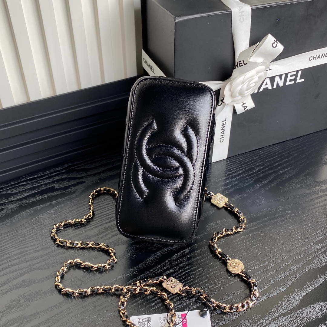 Chanel AP4301 Clutch Embossed Rhinestone with Chain Vanity Box bag Black - Default Title - View 6