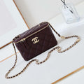 Chanel AP4301 Clutch Embossed Rhinestone with Chain Vanity Box bag Dark Red - Default Title - View 1