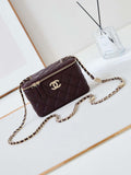 Chanel AP4301 Clutch Embossed Rhinestone with Chain Vanity Box bag Dark Red