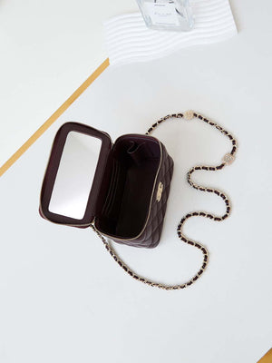 Chanel AP4301 Clutch Embossed Rhinestone with Chain Vanity Box bag Dark Red - Default Title - View 8