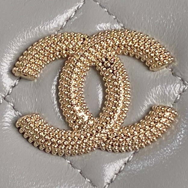 Chanel AP4301 Clutch Embossed Rhinestone with Chain Vanity Box bag Gray - Default Title - View 3