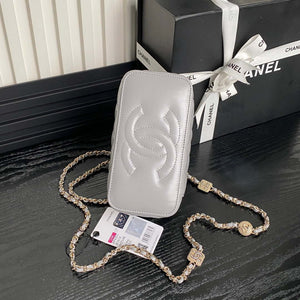 Chanel AP4301 Clutch Embossed Rhinestone with Chain Vanity Box bag Gray - Default Title - View 5