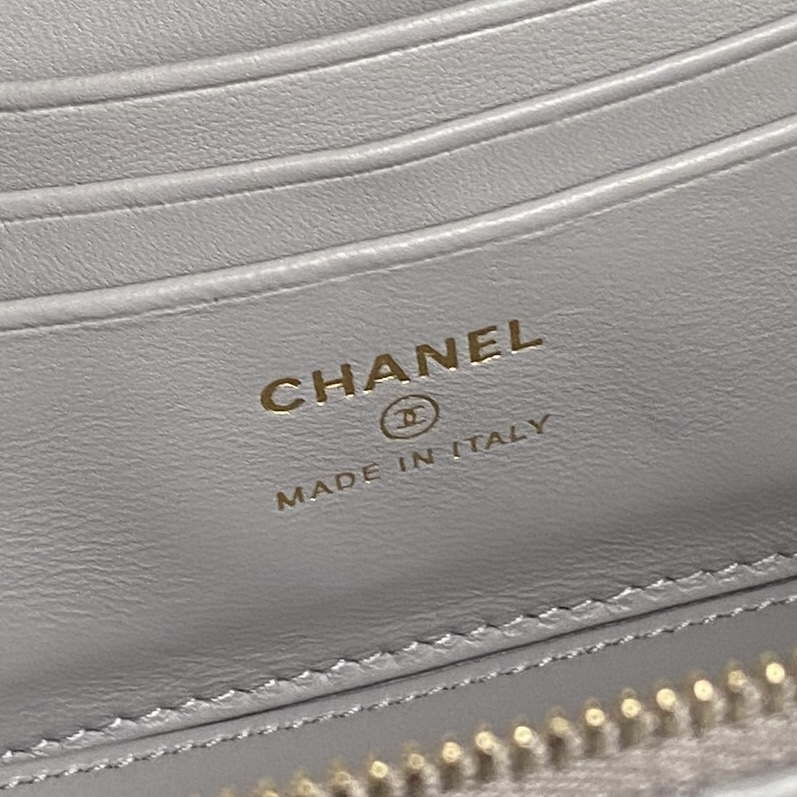 Chanel AP4301 Clutch Embossed Rhinestone with Chain Vanity Box bag Gray