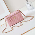 Chanel AP4301 Clutch Embossed Rhinestone with Chain Vanity Box bag Light Pink - Default Title - View 1