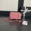 Chanel AP4301 Clutch Embossed Rhinestone with Chain Vanity Box bag Pink