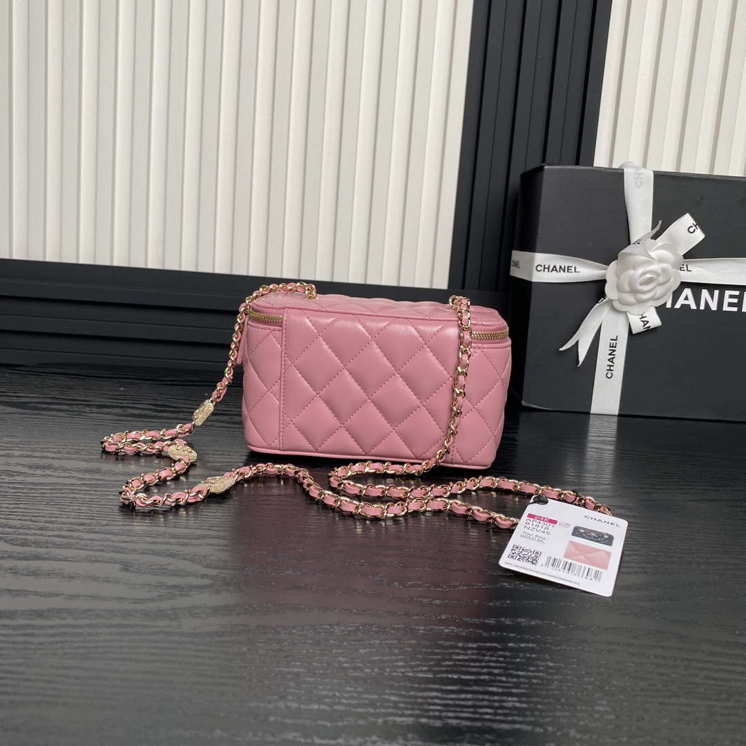 Chanel AP4301 Clutch Embossed Rhinestone with Chain Vanity Box bag Pink - Default Title - View 2