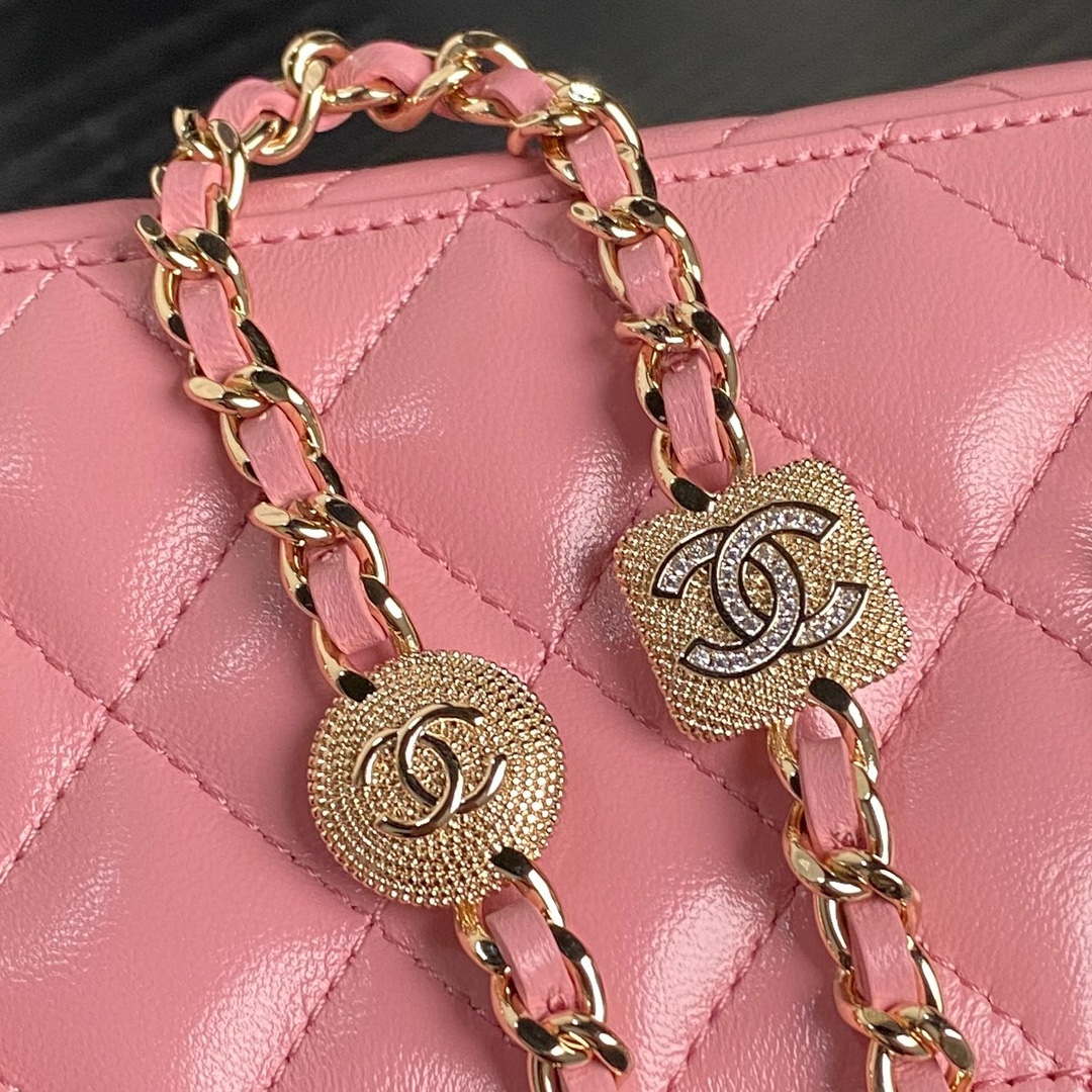 Chanel AP4301 Clutch Embossed Rhinestone with Chain Vanity Box bag Pink - Default Title - View 4