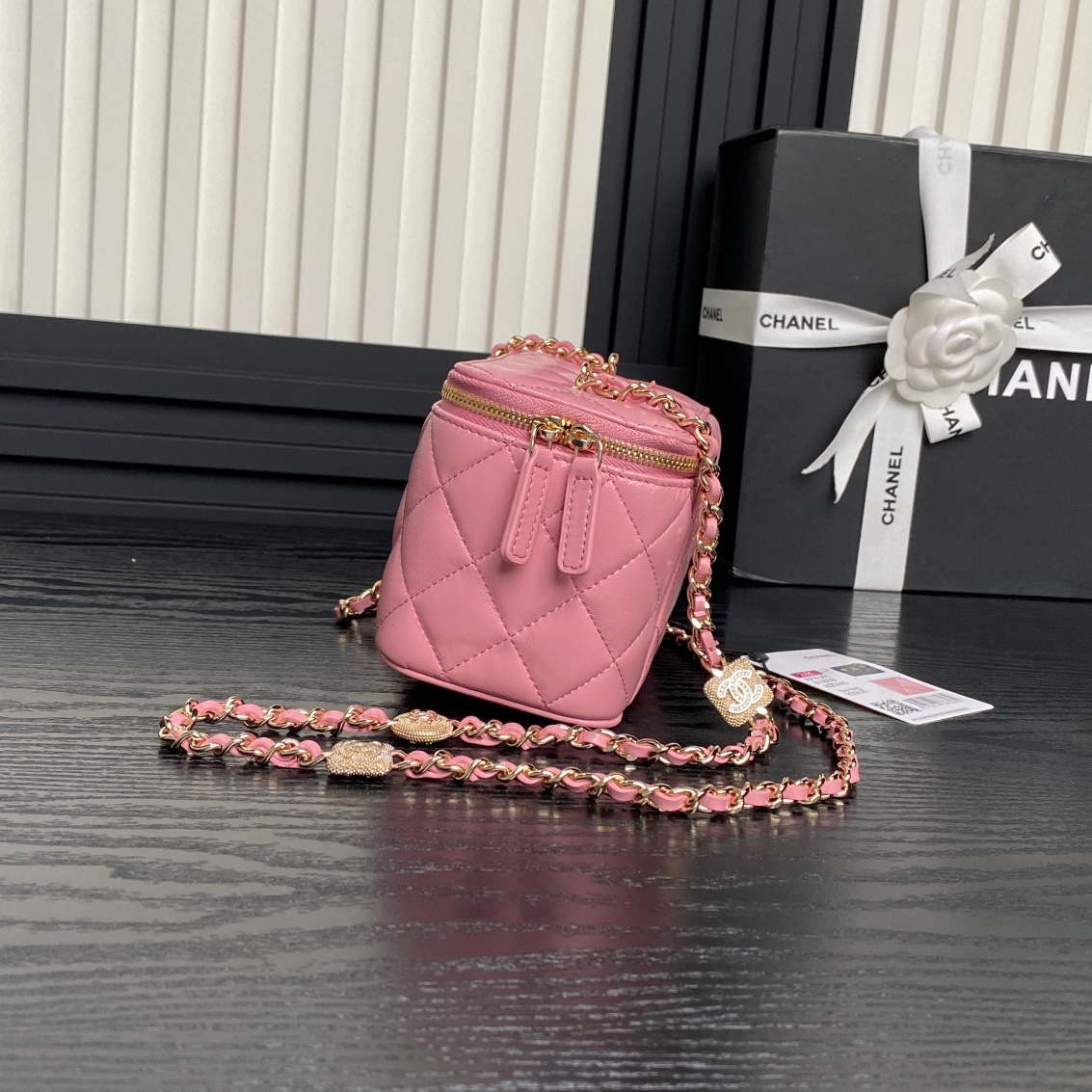 Chanel AP4301 Clutch Embossed Rhinestone with Chain Vanity Box bag Pink - Default Title - View 5