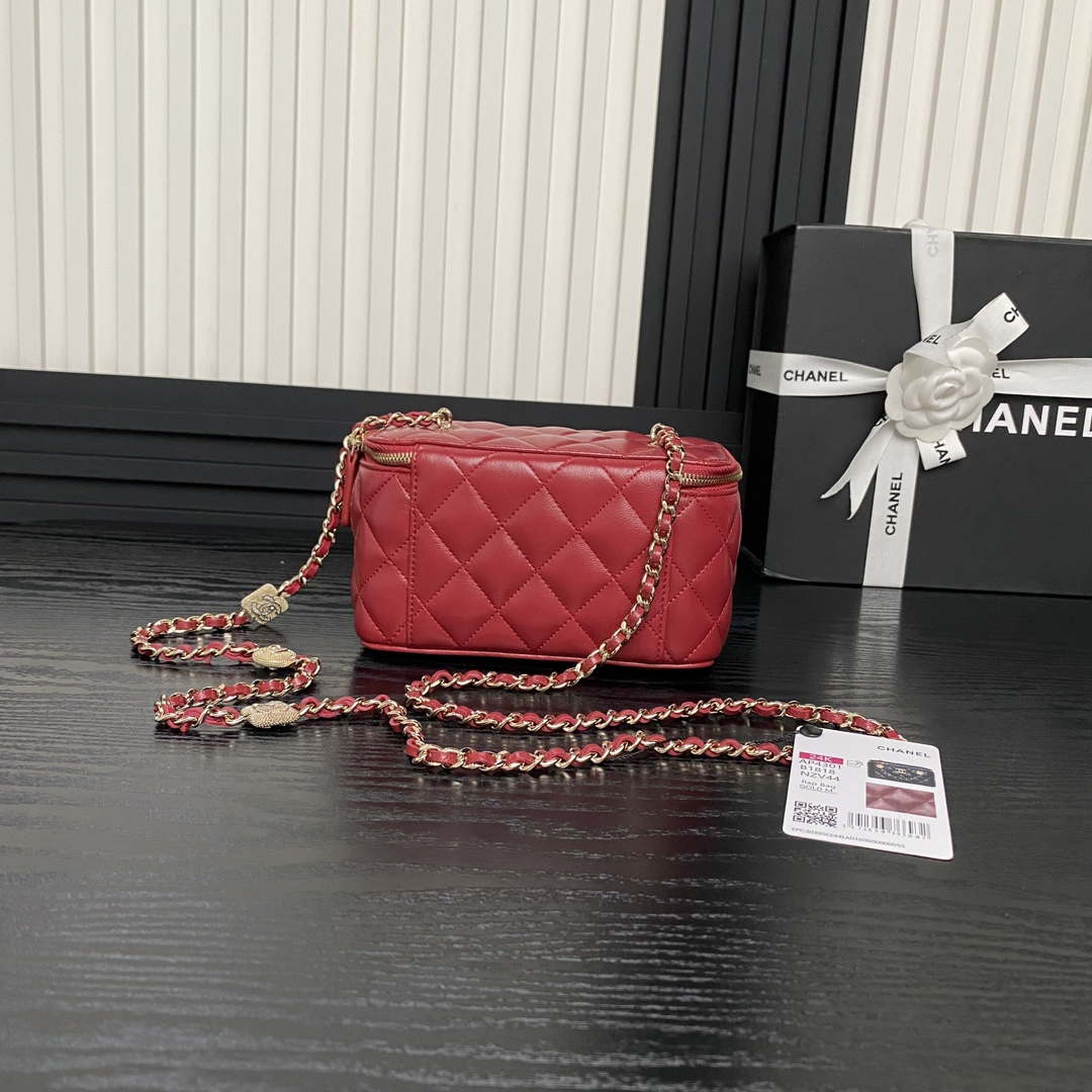 Chanel AP4301 Clutch Embossed Rhinestone with Chain Vanity Box bag Red - Default Title - View 2