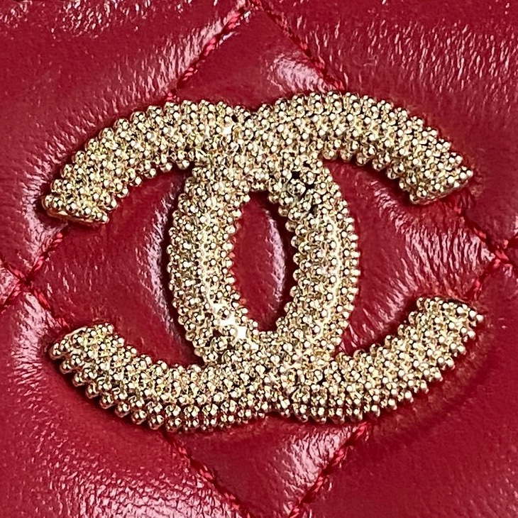 Chanel AP4301 Clutch Embossed Rhinestone with Chain Vanity Box bag Red - Default Title - View 3