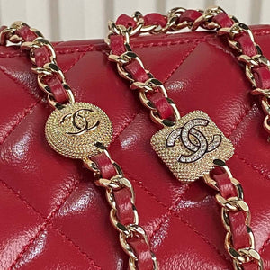 Chanel AP4301 Clutch Embossed Rhinestone with Chain Vanity Box bag Red - Default Title - View 4