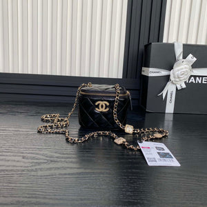 Chanel AP4302 Mini Clutch Embossed Rhinestone with Chain Vanity Box bag Black - Default Title - View 1