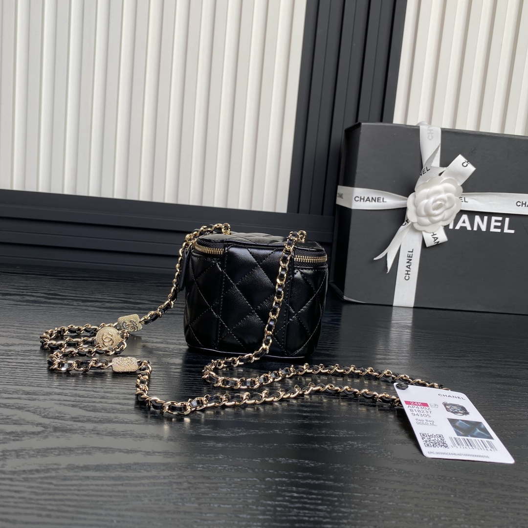 Chanel AP4302 Mini Clutch Embossed Rhinestone with Chain Vanity Box bag Black