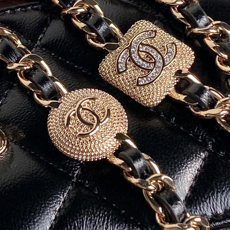 Chanel AP4302 Mini Clutch Embossed Rhinestone with Chain Vanity Box bag Black