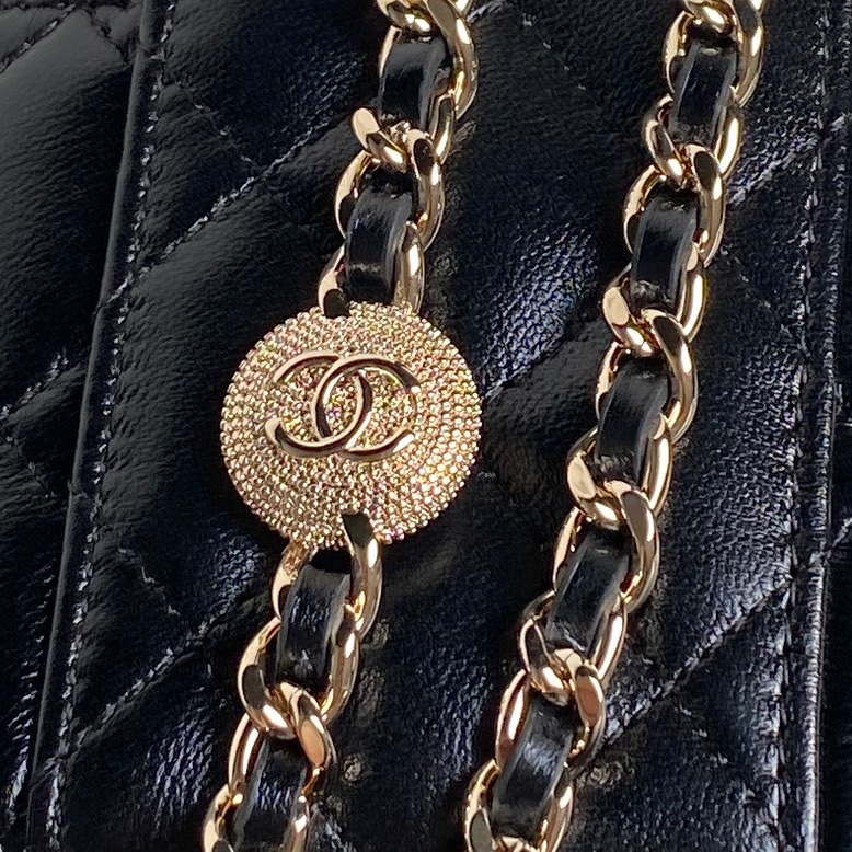 Chanel AP4302 Mini Clutch Embossed Rhinestone with Chain Vanity Box bag Black