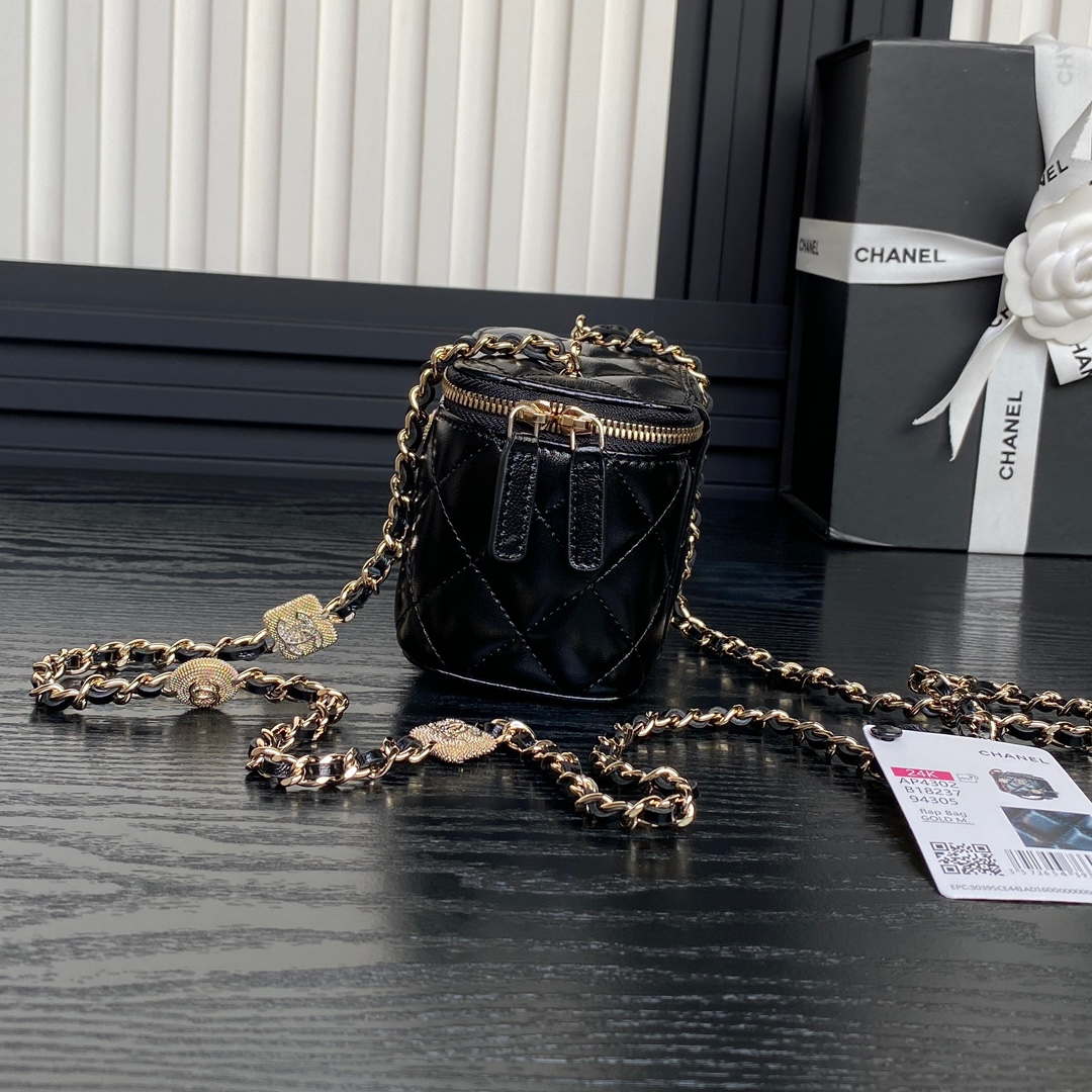 Chanel AP4302 Mini Clutch Embossed Rhinestone with Chain Vanity Box bag Black