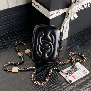 Chanel AP4302 Mini Clutch Embossed Rhinestone with Chain Vanity Box bag Black - Default Title - View 7