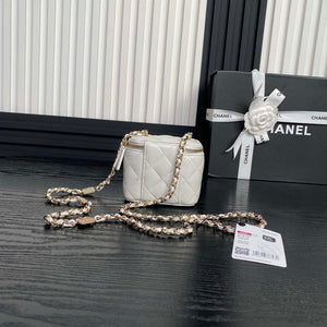 Chanel AP4302 Mini Clutch Embossed Rhinestone with Chain Vanity Box bag White - Default Title - View 2