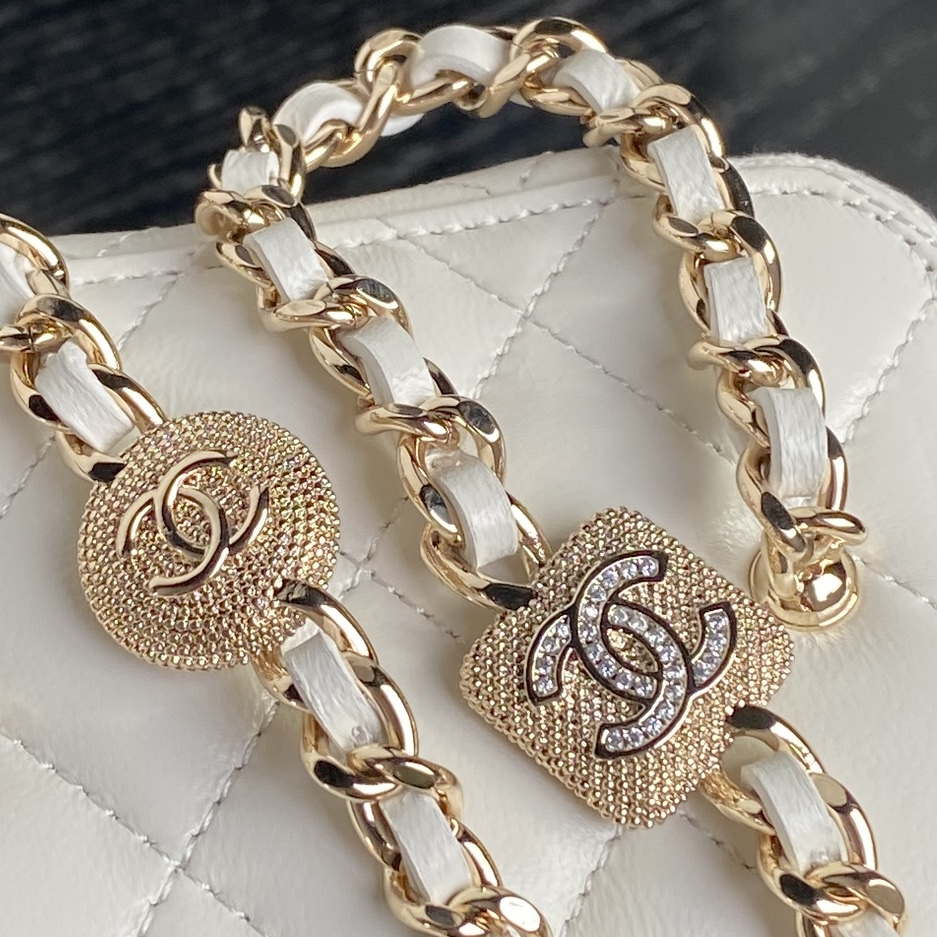 Chanel AP4302 Mini Clutch Embossed Rhinestone with Chain Vanity Box bag White - Default Title - View 4
