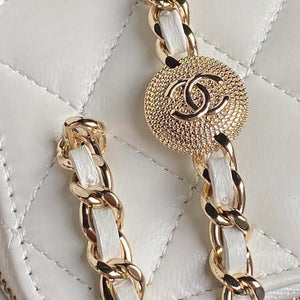 Chanel AP4302 Mini Clutch Embossed Rhinestone with Chain Vanity Box bag White - Default Title - View 7