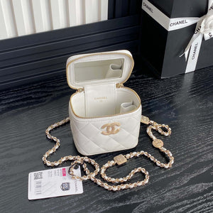 Chanel AP4302 Mini Clutch Embossed Rhinestone with Chain Vanity Box bag White - Default Title - View 8